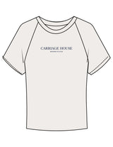 The Micro Rib Baby Tee - Natural - Carriage House -Center Chest Stacked - Printed - Navy