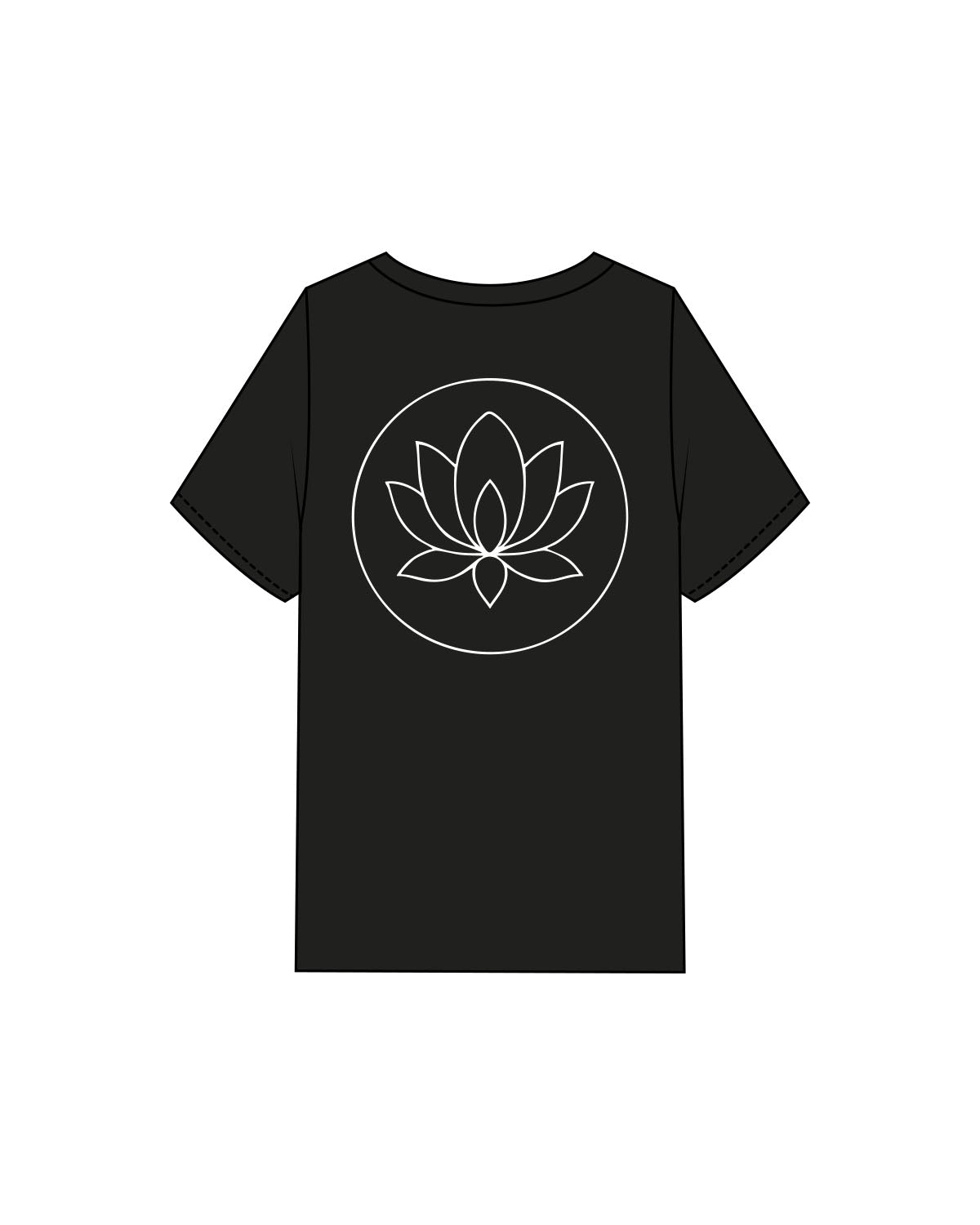 The Mens Heavyweight Tee - Black - Sacred Studios - Center Chest & Back Round - Printed - White