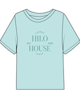 The Midweight Crop Tee - Turquoise - HiLo - Center Chest Stacked - Printed - Tone on Tone