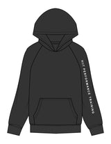 The Womens Hoodie - Washed Black - HIIT Performance - Left Sleeve & Back Image - Printed - White