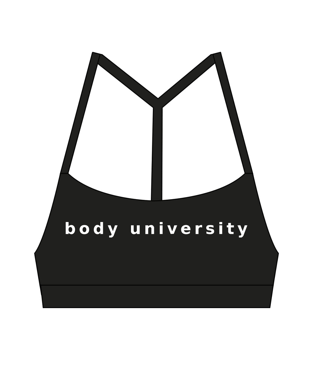The Basic Bra - Black - Body University - Chest Center & Back Center Initial - White