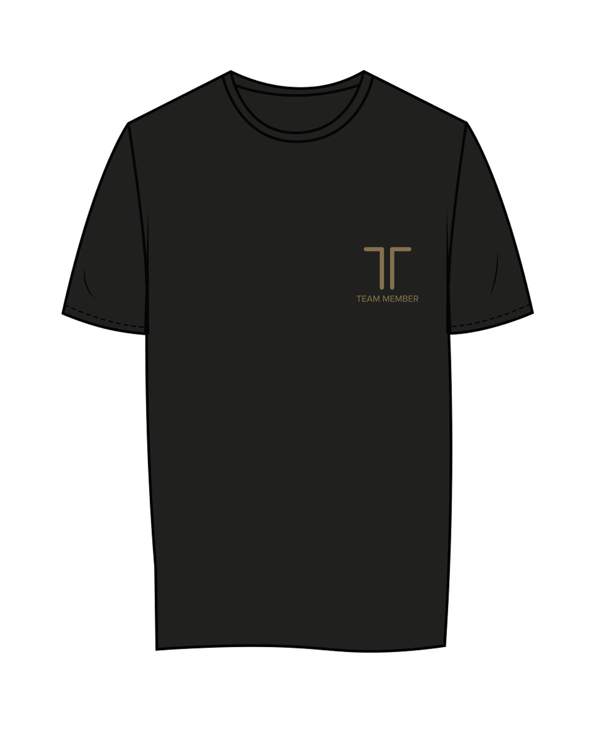 The Womens Tee - Black - Tight Dallas - Left Chest Stacked & Back Center Stacked - Gold