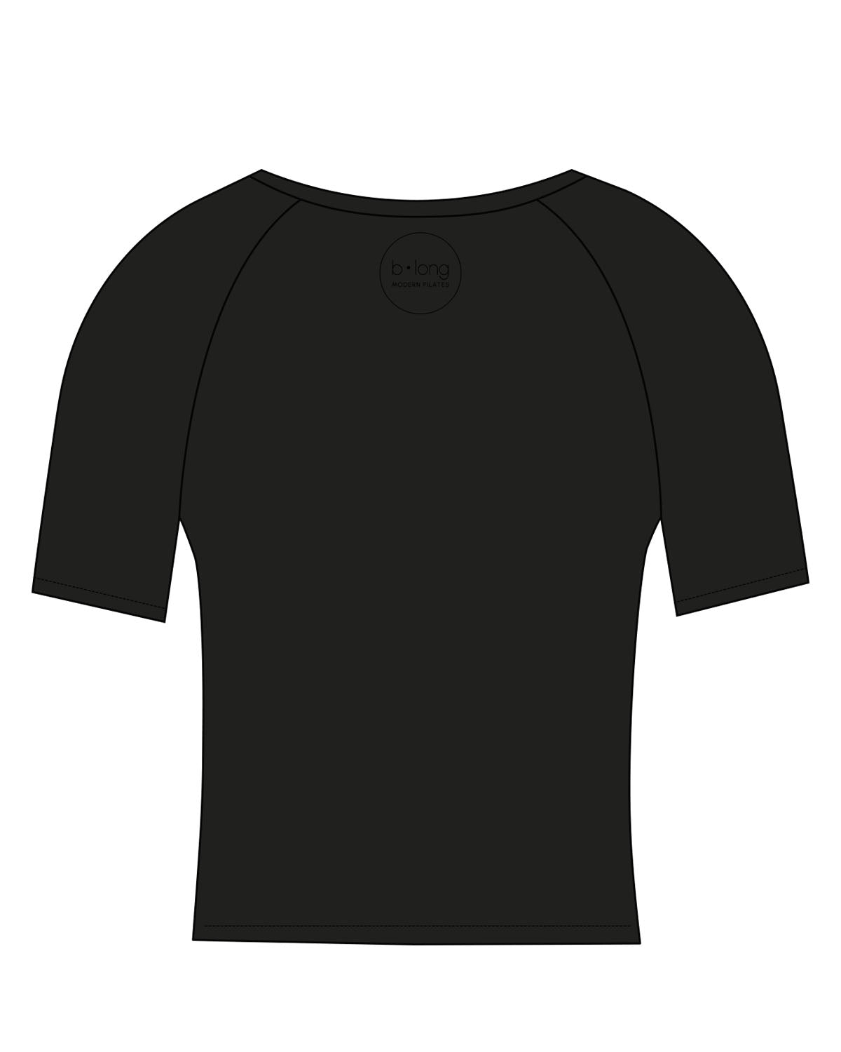 The Short Sleeve Crop - Black - B Long Pilates - Back Center Neckline - Black