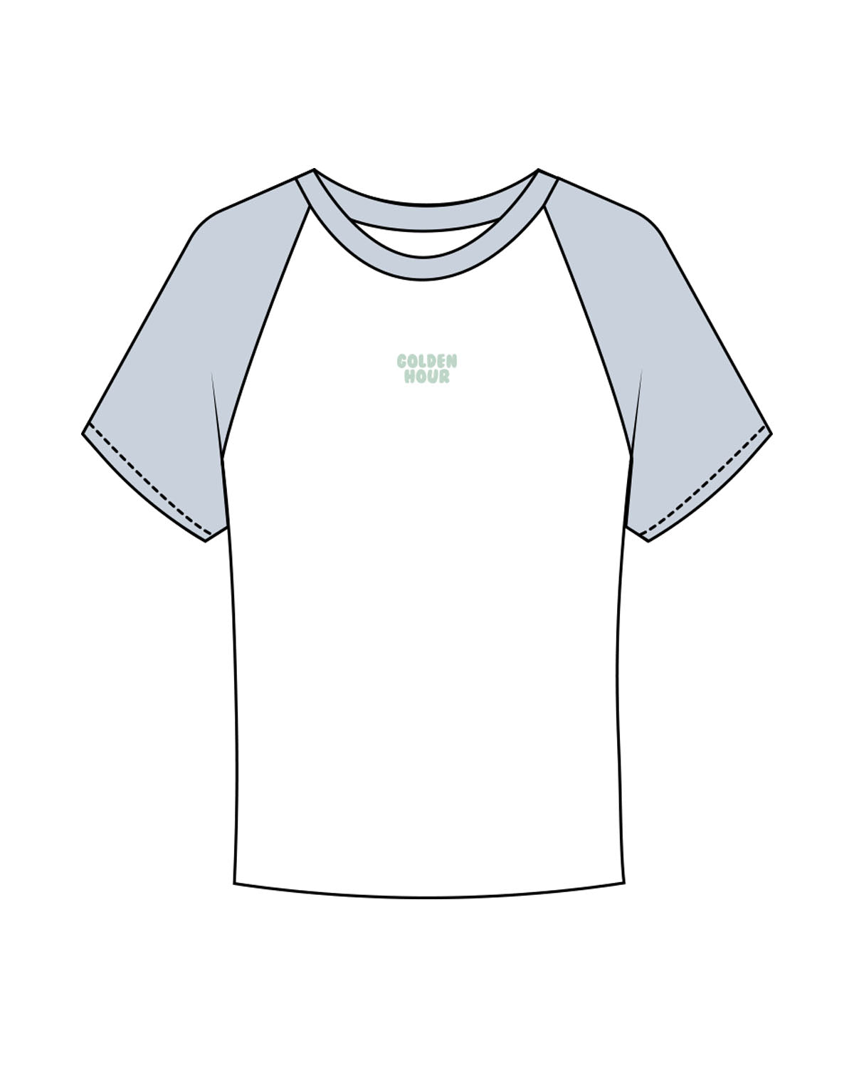 The Micro Rib Baby Tee - White / Baby Blue - Golden Hour - Center Chest Stacked - Printed - Baby Blue