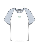 The Micro Rib Baby Tee - White / Baby Blue - Golden Hour - Center Chest Stacked - Printed - Baby Blue