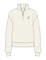The Womens 1/4 Zip - Off White - Jacqueline Blum Design - Left Chest & Back Stacked - Printed - Deep Sea