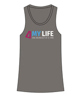 The Womens Full Length Tank - Charcoal - Delta Fitness - Center Chest - MyLife - Full Color