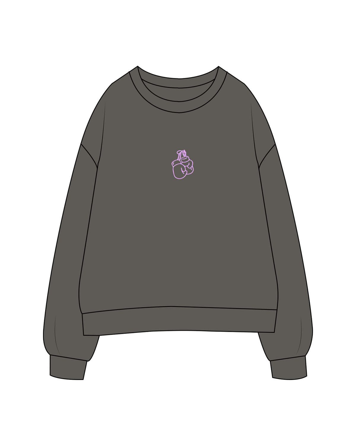 The Midweight Unisex Crewneck - Washed Black - Chemo Club - Center Chest & Back Stacked - Printed - Neon Purple