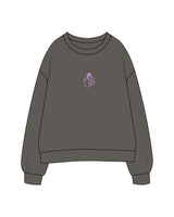The Midweight Unisex Crewneck - Washed Black - Chemo Club - Center Chest & Back Stacked - Printed - Neon Purple