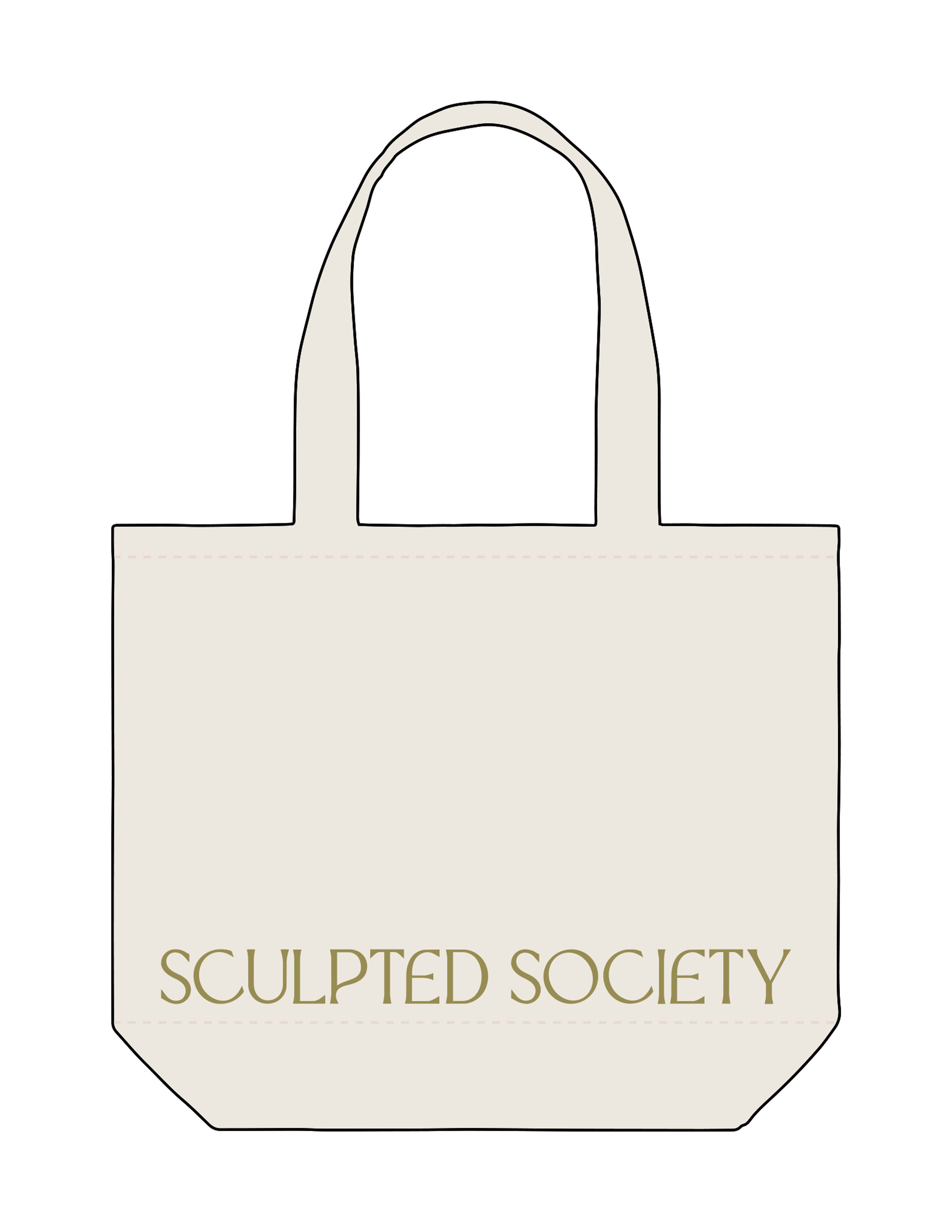 The Tote Bag - Natural - SCULPTED SOCIETY - Front Bottom Body - Printed - Olive