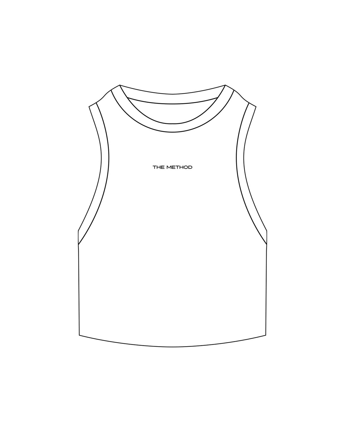 The Ribbed Crop Tank - White - TML - Chest - Embroidered "METHOD" - Black