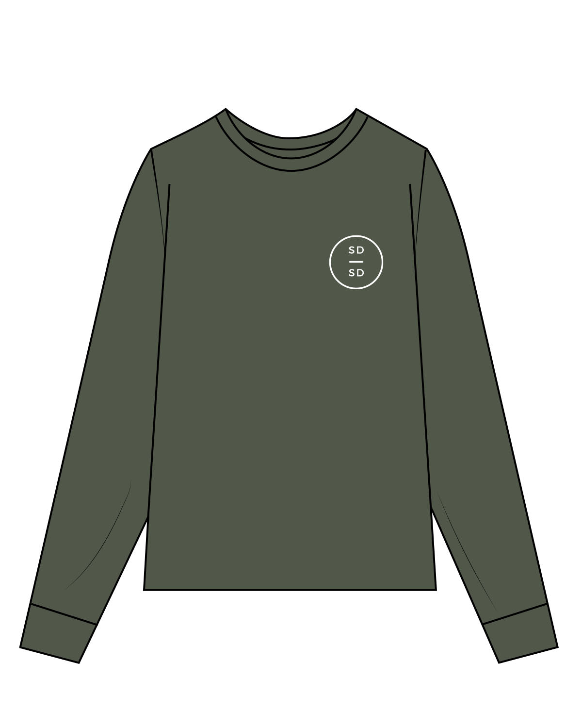 The Mens Heavyweight Long Sleeve - Cypress - San Diego - Left Chest & Back Center Stacked - White