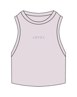 The Ribbed Crop Tank - Orchid - Level Fitness - Center Chest - Embroidered - Tone on Tone
