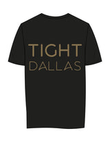 The Mens Tee - Black - Tight Dallas - Left Chest Stacked & Back Stacked - Gold