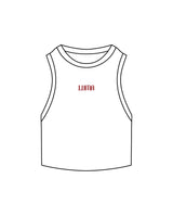 The Ribbed Crop Tank - White - Luma Wellness - Chest Center - Embroidered - Red