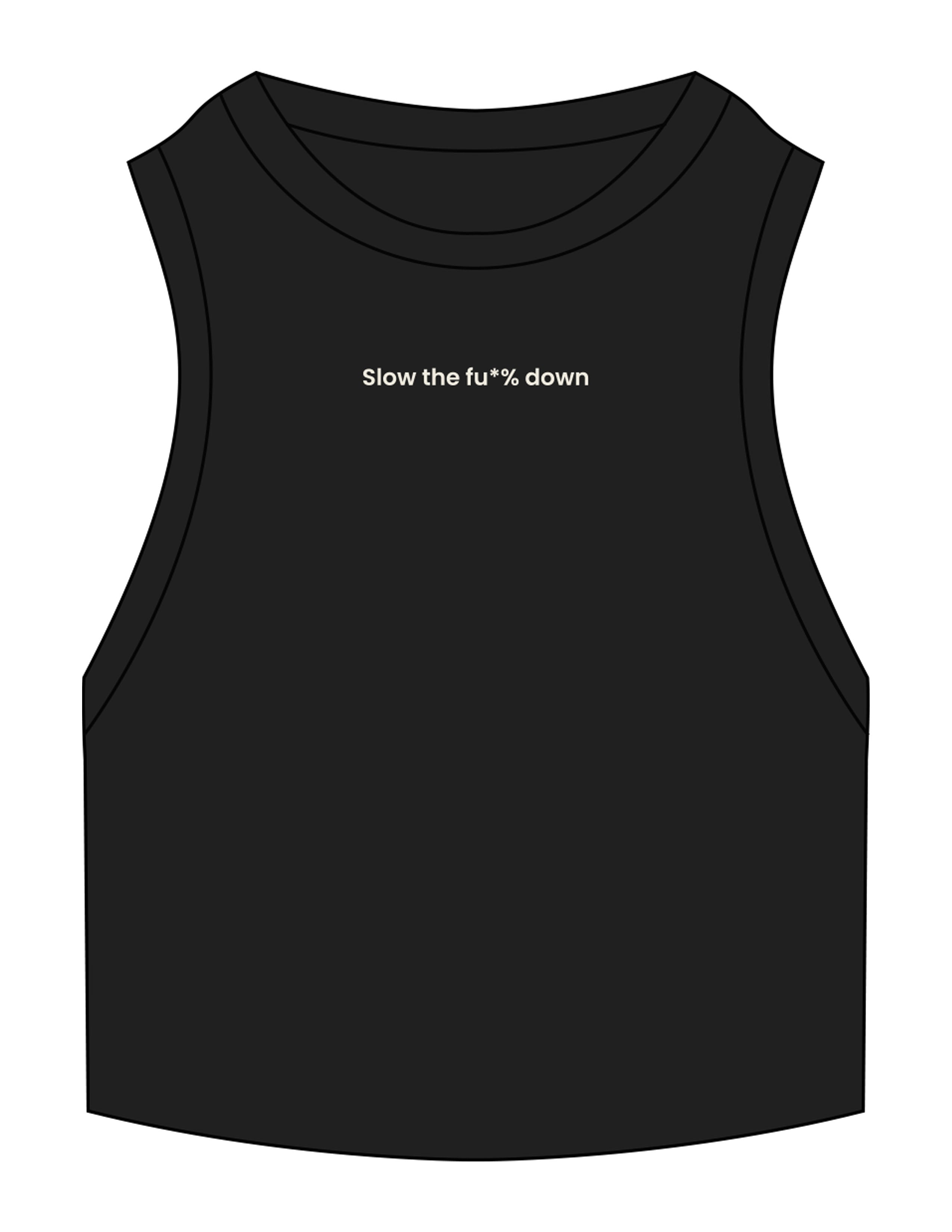 The Ribbed Crop Tank - Black - enCore Pilates - Center Chest - Embroidered - Off White