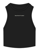 The Ribbed Crop Tank - Black - enCore Pilates - Center Chest - Embroidered - Off White