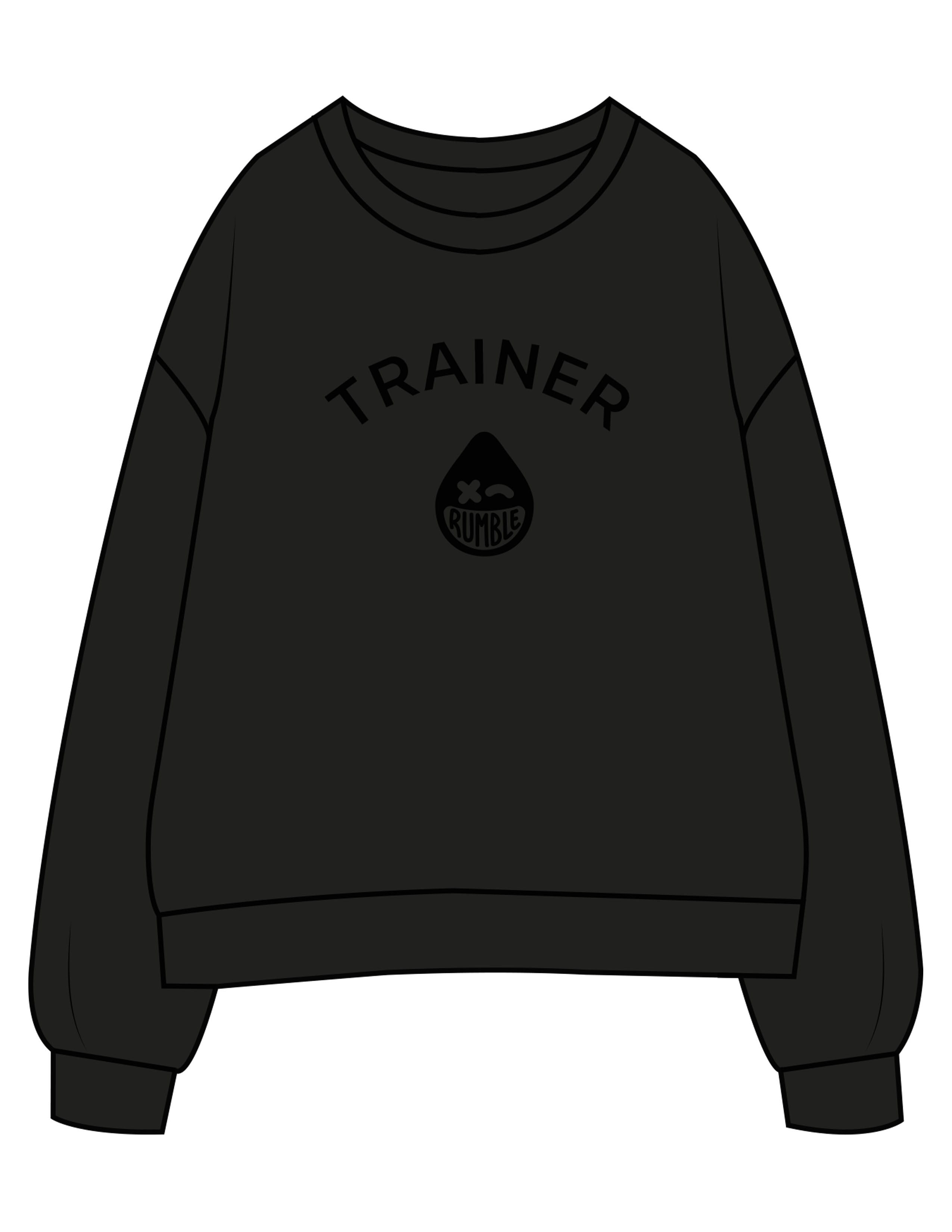 The Mens Crewneck - Black - Rumble Trainer - Center Chest Stacked - Tone on Tone