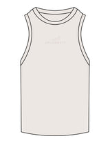 The Ribbed Full Length Tank - Bone - XPLOREFIT - Center Chest Stacked - Embroidered - Tone on Tone