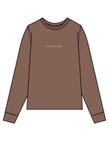 The Unisex Midweight Long Sleeve - Espresso - The Booty Shop - Center Chest & Back Stacked - Printed - Cream