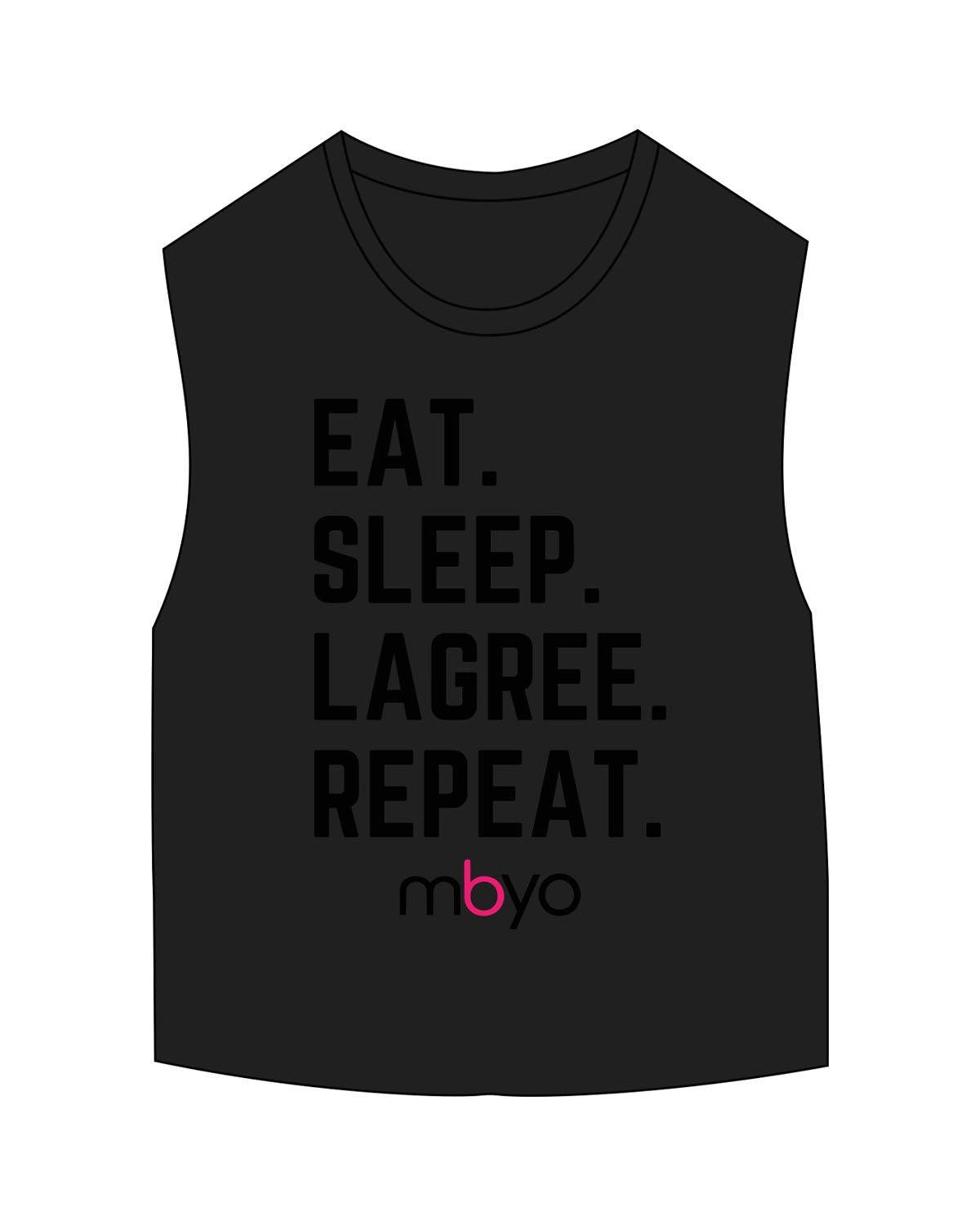 The Micro Rib Basic Crop Tank - Black - Megabarre - Center Chest Stacked - Printed - Full Color
