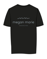 The Womens Tee - Black - Megan Marie Organizing - Left Chest & Center Back Stacked - Blue
