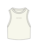 The Ribbed Crop Tank - Off White - Haute Barre - Center Chest - Embroidered - Tone on Tone