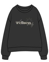 The Womens Crewneck - Washed Black - SWS - Center Chest & Back - Printed - Off White