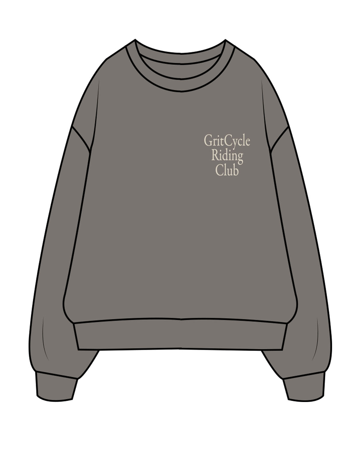 The Mens Crewneck - Washed Gray - Grit Cycle - Left Chest Stacked & Back Stacked - Off White