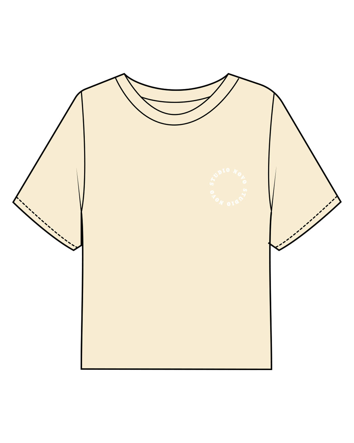 The Midweight Crop Tee - Lemon - Studio Novo - Left Chest Round Stacked - Embriodered - White