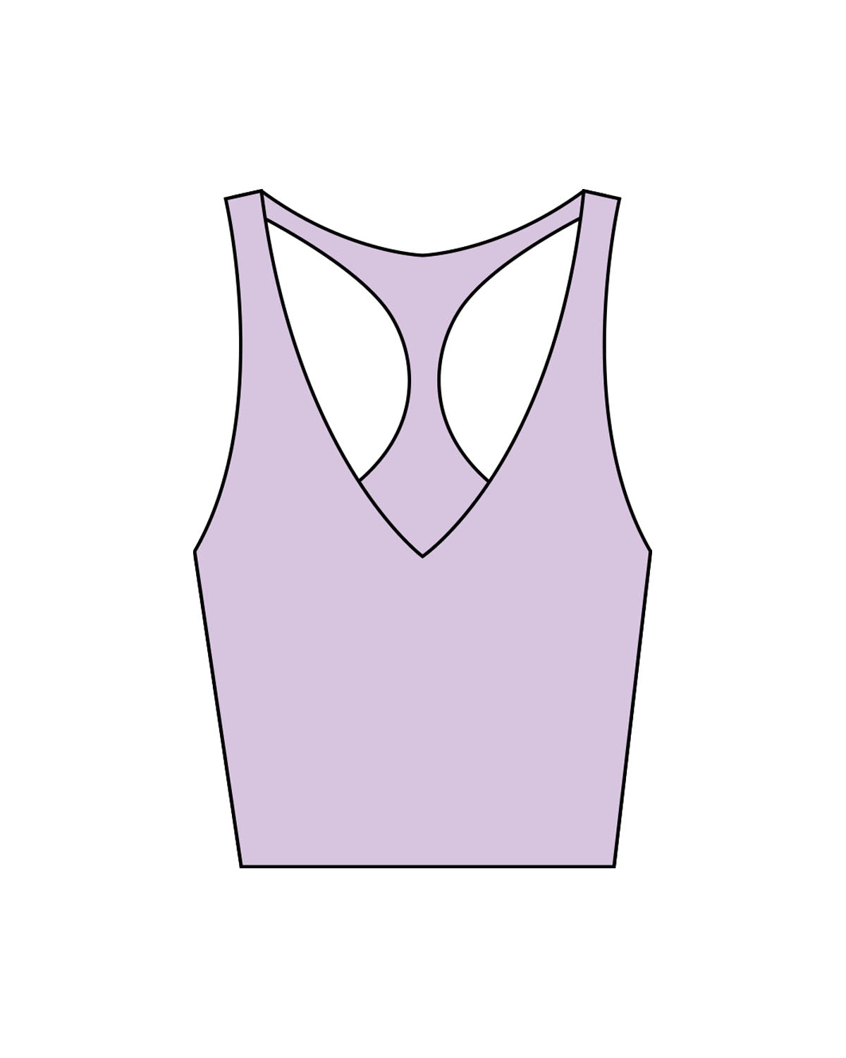 The Racer Tank - Lavender - Wellth Society - Back Center Stacked - Printed - Black