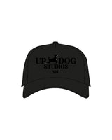 The 5 Panel Trucker Hat - Black - Updog Yoga- Center Stacked W/ Dog  - "NYC" - Embroidered - Full Color