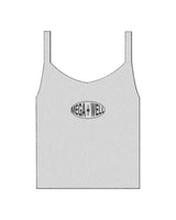 The Micro Rib Strappy Crop Tank - Heather - Mega Well - Center Chest - Washed Black