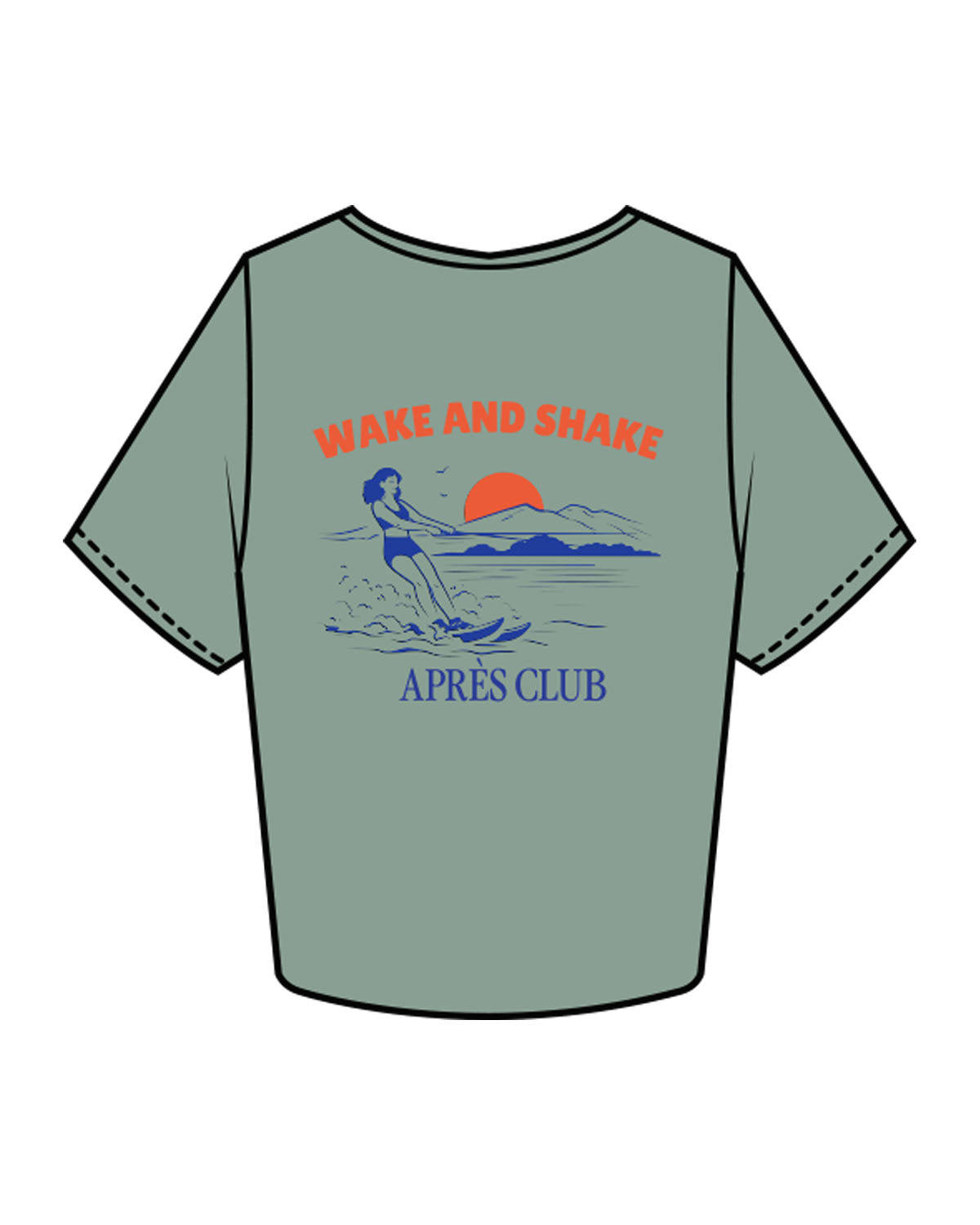The Crop Tee - Sage - Lagree Tahoe - Center Chest & Back Image - Printed - Full Color