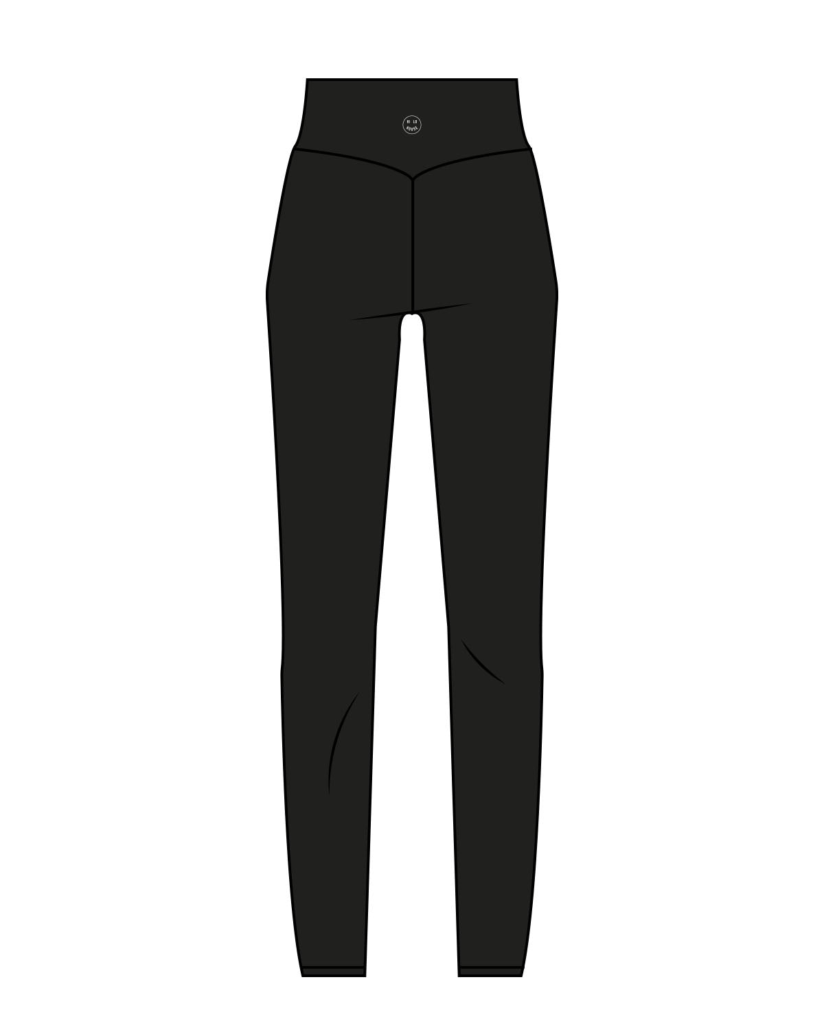 The Basic Legging - Black - HiLo - Back Waist Center - White