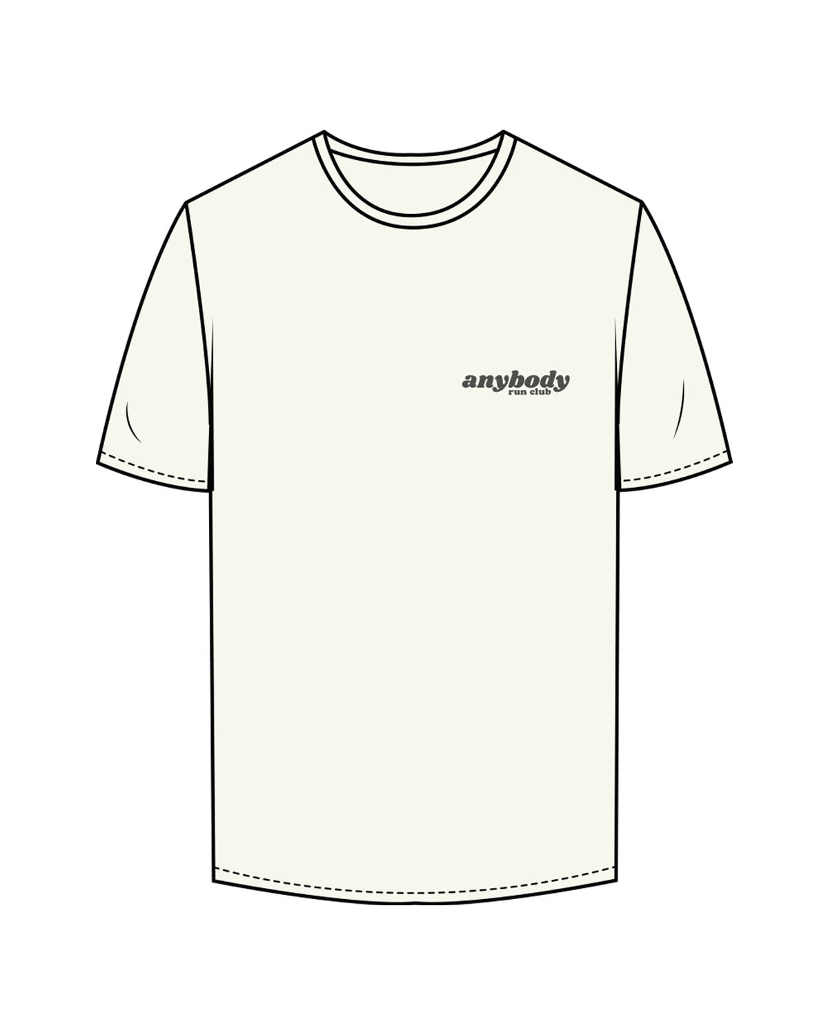 The Mens Tee - Off White - Anybody Run Club - Left Chest - Embroidered - & - Center Back - Printed - Charcoal