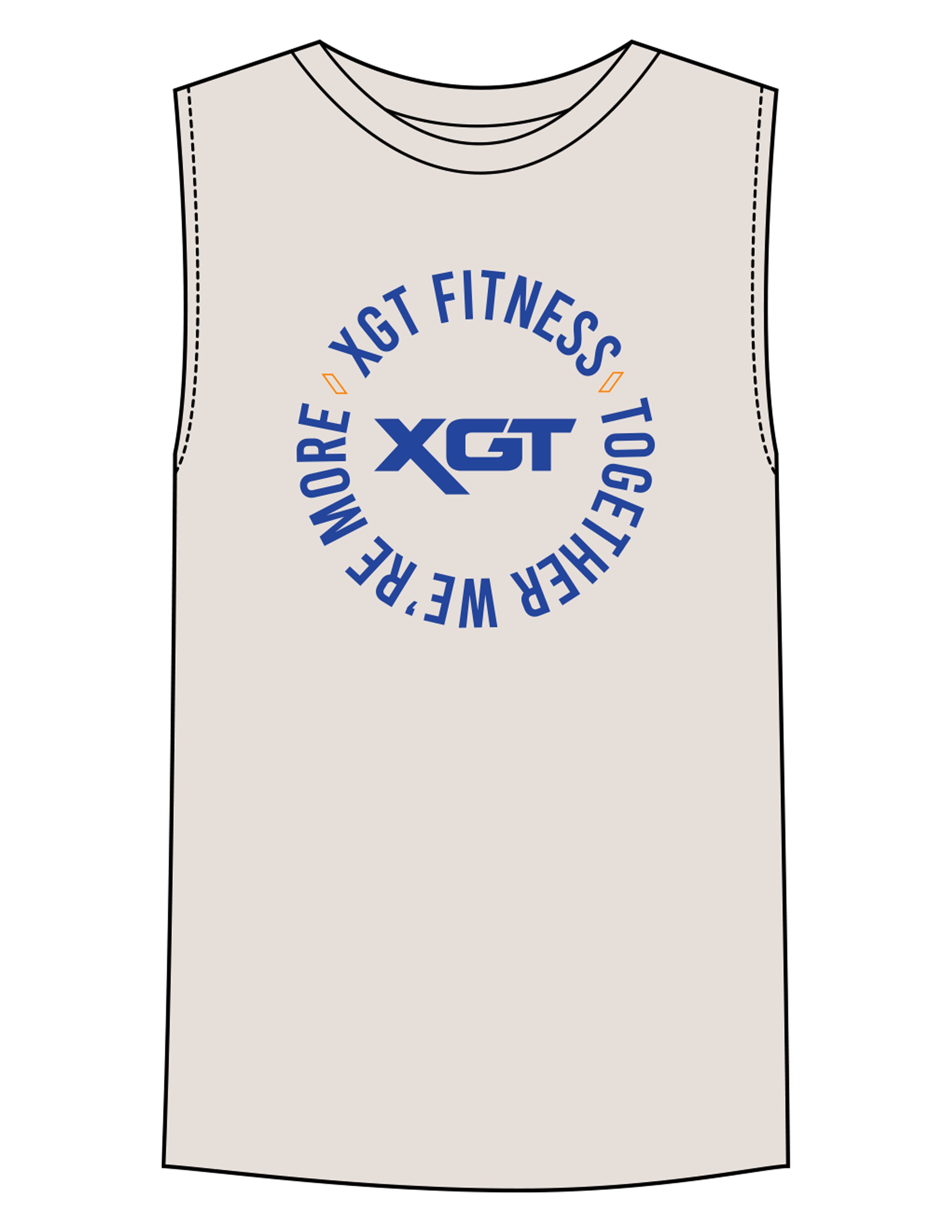 The Mens Tank - Off White - XGT Fitness - Center Chest Round - Printed - Full Color