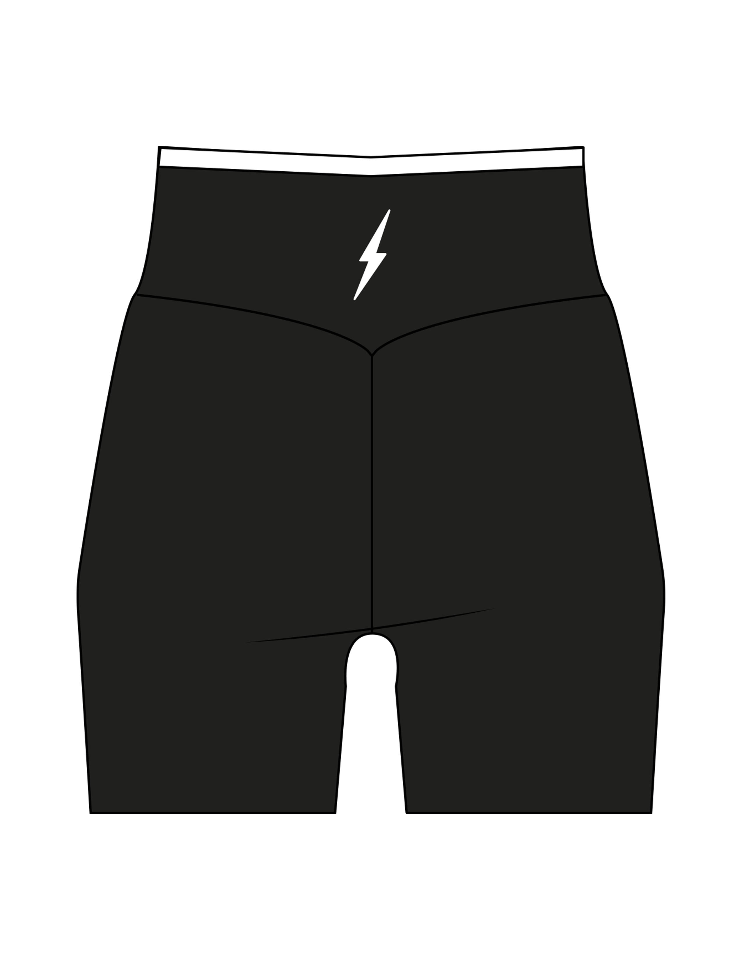 The Piped Crossover Short - Black - RECHARGED PILATES - Back Waistline - Printed - White