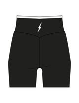 The Piped Crossover Short - Black - RECHARGED PILATES - Back Waistline - Printed - White