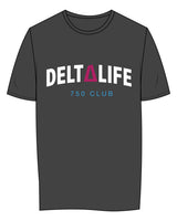 The Womens Tee - Charcoal - Delta Fitness - Center Chest - 750 Club - Full Color