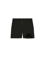 The Mens Sweat Shorts - Black - HiLo - Left Leg Stacked - Printed - Tone on Tone