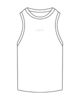 The Ribbed Full Length Tank - White - Poppys Pilates - Center Chest " POPPYS " - Embroidered - Red