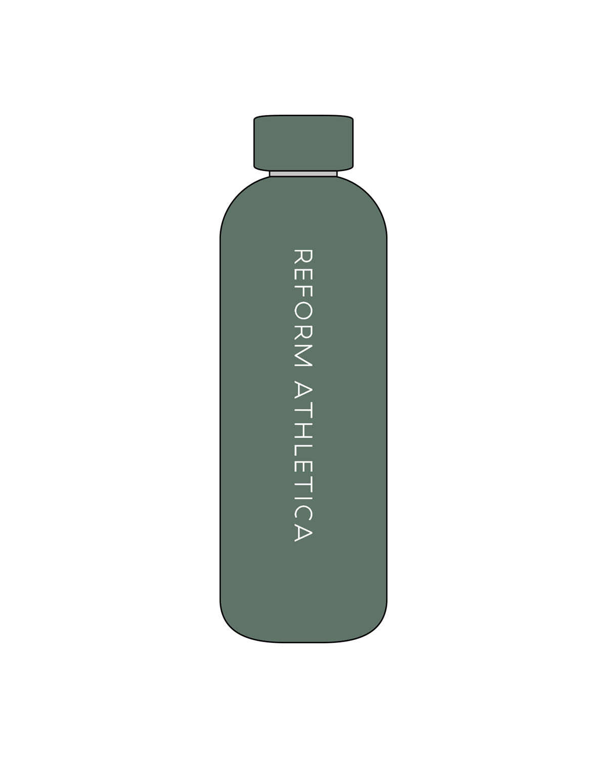 The Water Bottle - Forest - Reform Athletica - Center & Back - Printed - White