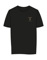 The Mens Tee - Black - Tight Dallas - Left Chest Stacked & Back Stacked - Gold