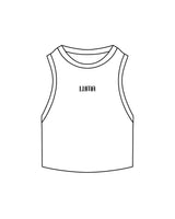 The Ribbed Crop Tank - White - Luma Wellness - Chest Center - Embroidered - Black