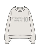 The Womens Crewneck - Washed Bone - Fitness Quest 10 - Center Chest Stacked & Back Neckline