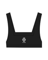 The Box Cut Bra - Black - LVL - Center Chest Stacked & Back "100" Icon Stacked - Printed - White