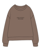 The Midweight Unisex Crewneck - Washed Clay - Collective Studios - Center Chest Stacked - Printed - Black