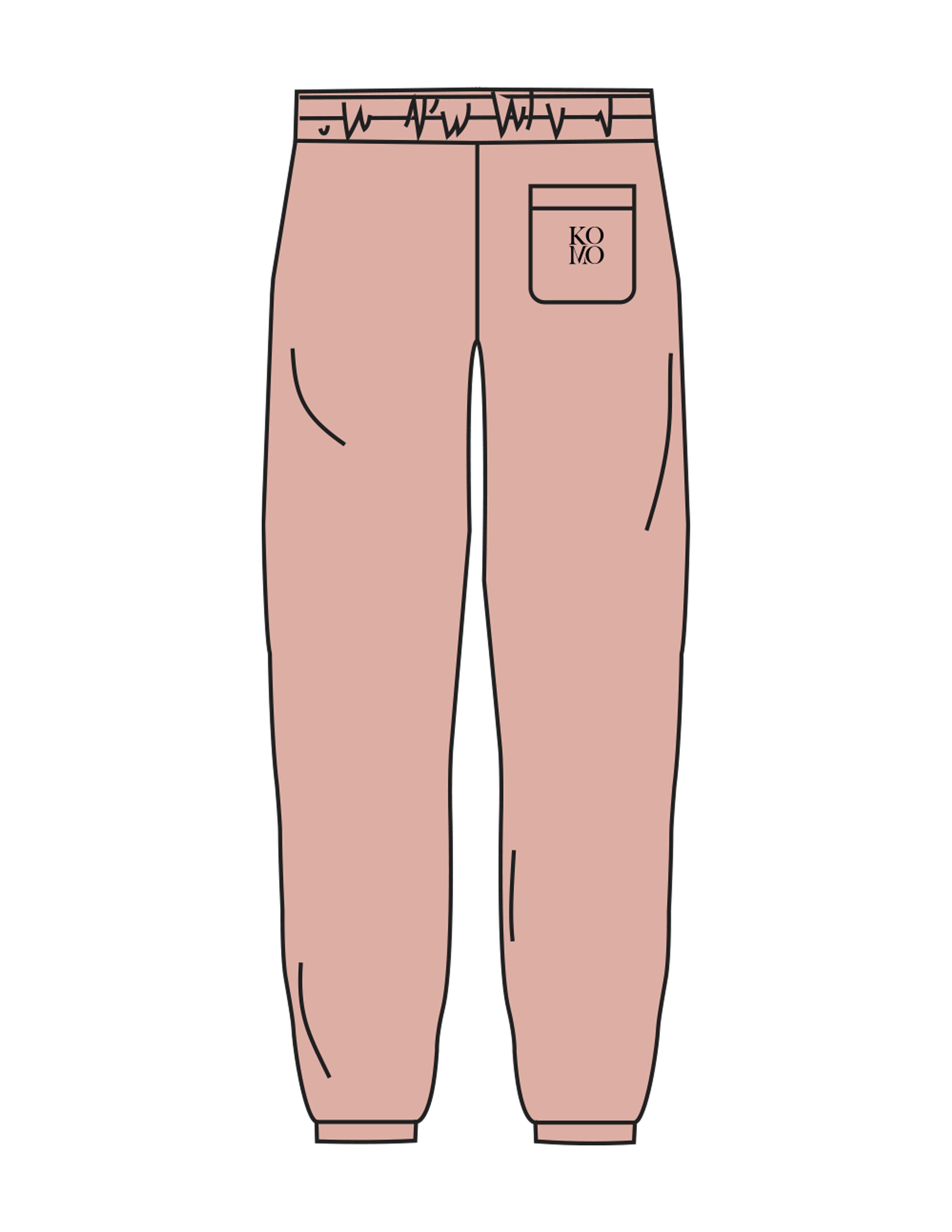 The Womens Sweatpants - Clay - Komo Studio - Back Pocket - Printed - Black