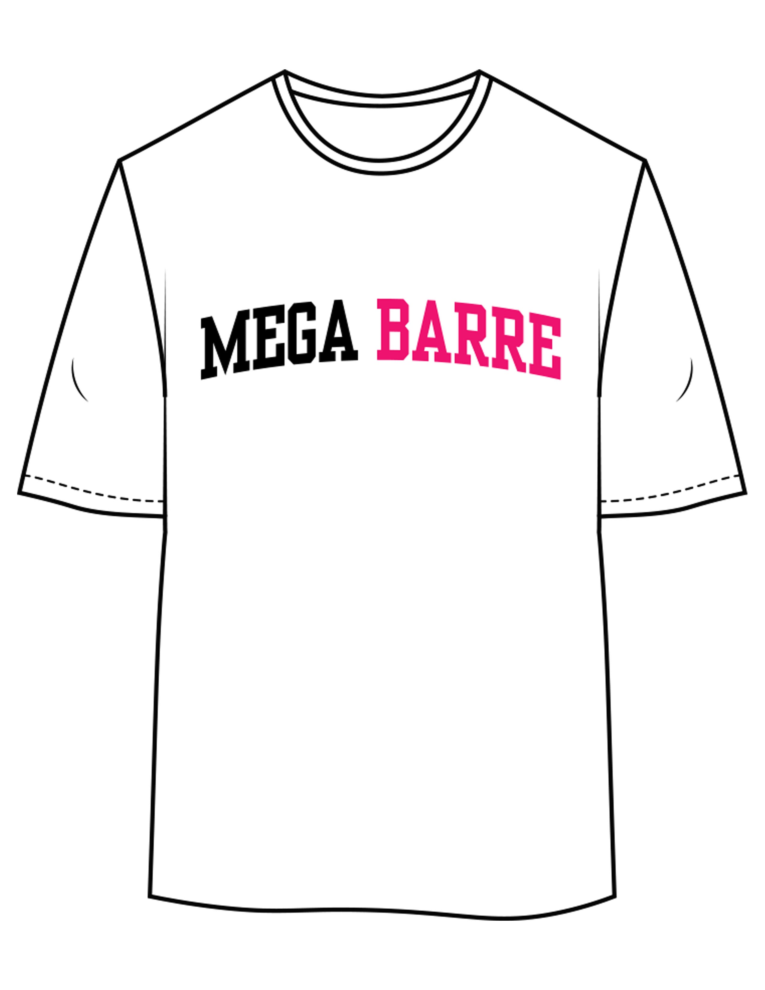 The Womens Oversized Tee - White - Megabarre - Center Chest - Printed - Full Color
